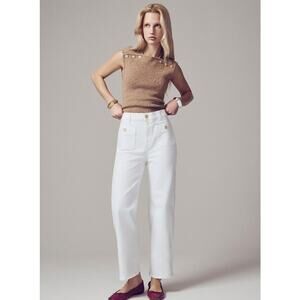 NWT J. Crew Sailor Slim Wide-leg Jean In White Gold Button 33